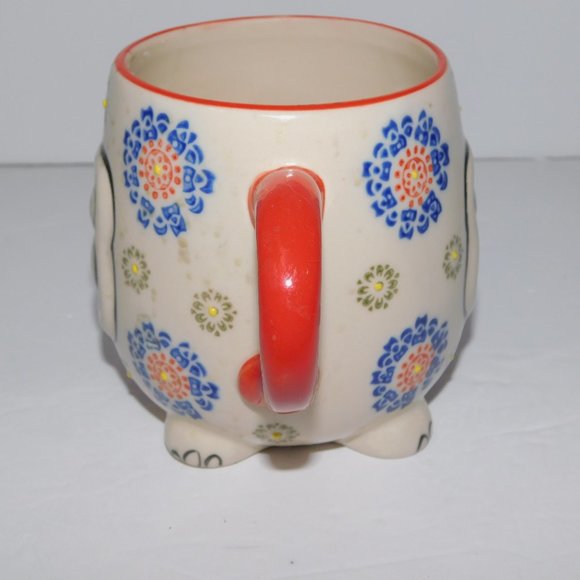 Yokohama studio Hand painted Figural White Blue Red  Elephant Mug 16 oz - Picture 7 of 9